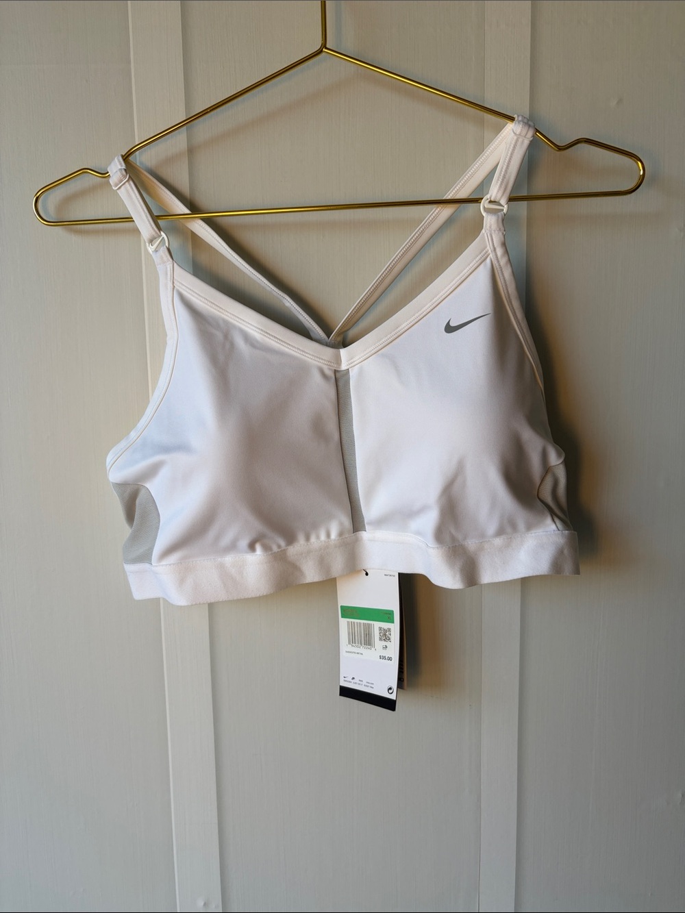 Nike White Low-Profile Adjustable-Strap Sports Bra Indy Bra